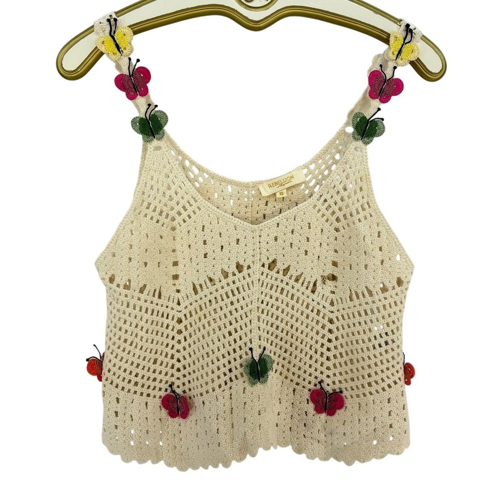 Crochet Butterfly Top XS Boho Festival Cottagecore Girly Beachy Summer Cottage